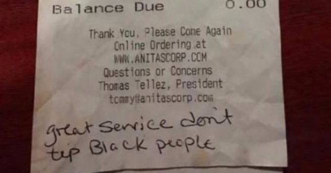 ‘Don’t tip black people’ Twitter has DEFENDED racist remark on bill