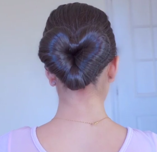This DIY heart bun hairstyle is the stuff of Valentine's 