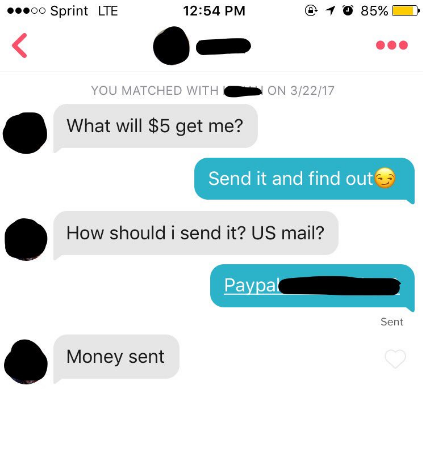 Tinder with paypal pay Woman gets