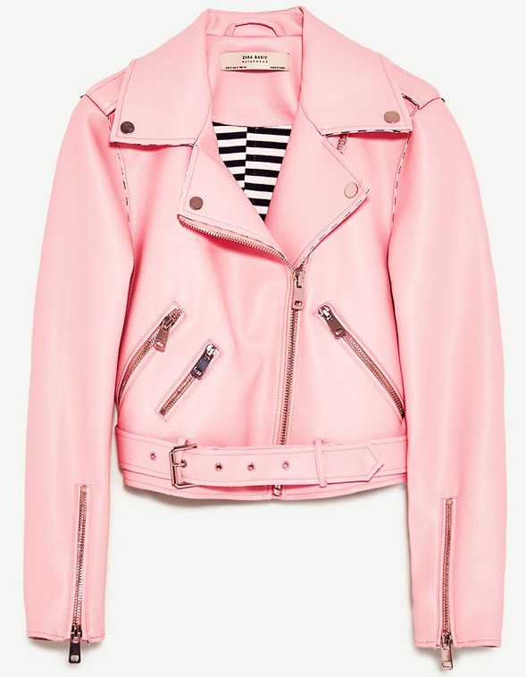 zara pink moto jacket