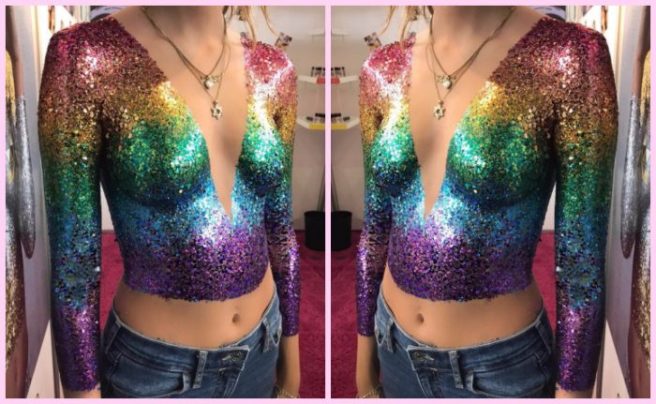 Glitter TOPS are the latest festival fashion trend, and we’re obsessed