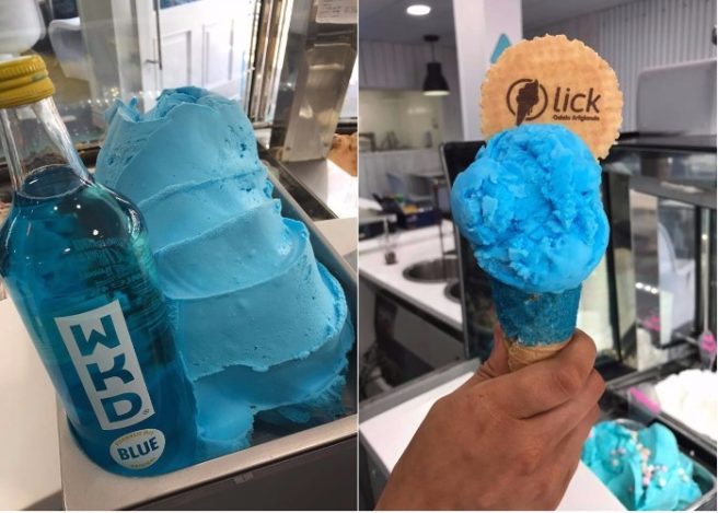 So, this Irish shop sells blue WKD ice-cream and we’re kinda loving it