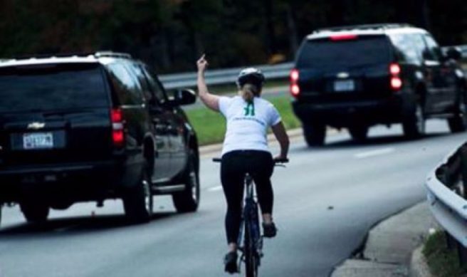 Public raise $50,000 for cyclist who flipped off President Trump