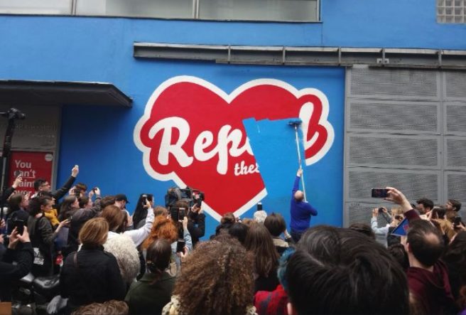Protesters gather as Repeal mural removed from Dublin’s Temple Bar