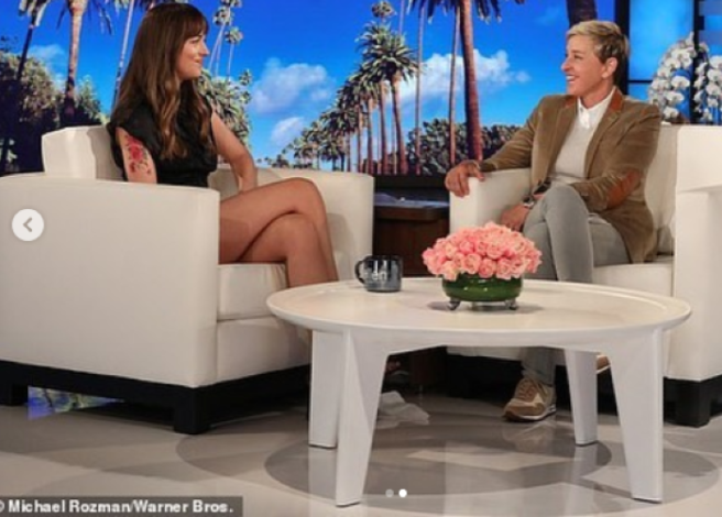Watch: Ellen slags Dakota Johnson’s baby bump for 1 full min
