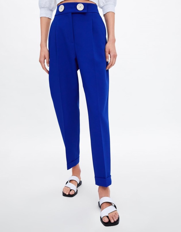 zara blue trousers