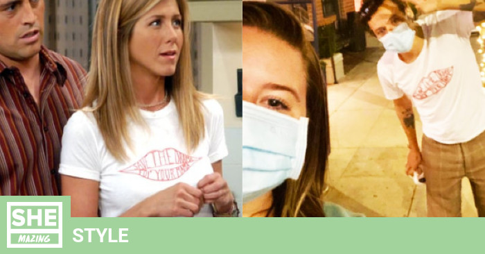 Rachel Green in iconic Friends t-shirt 