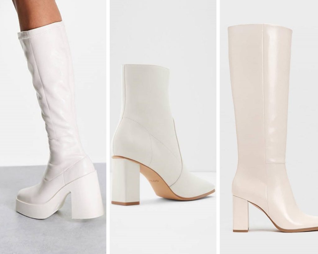 white boots thick heel