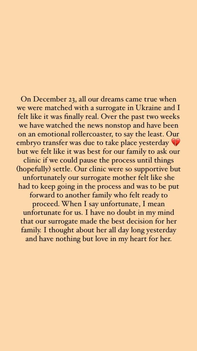 Podcaster Crawford shares sad news amid surrogacy journey