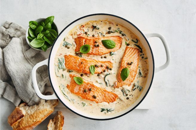 This creamy Tuscan salmon is a tasty way to get your Omega-3 in!