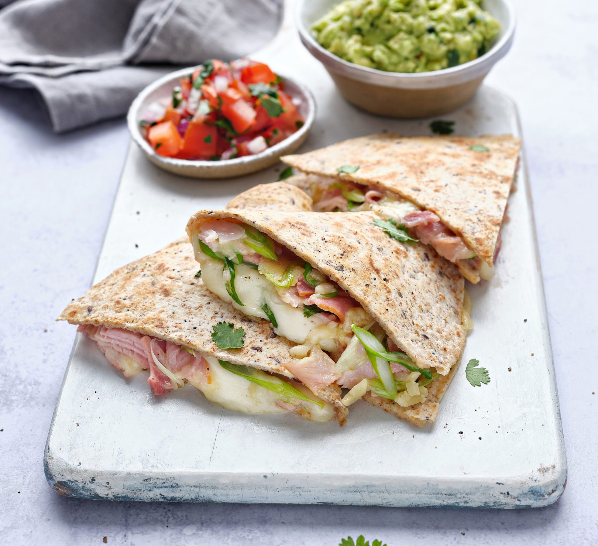 These ham and cheese quesadillas are the perfect satisfying lunch idea