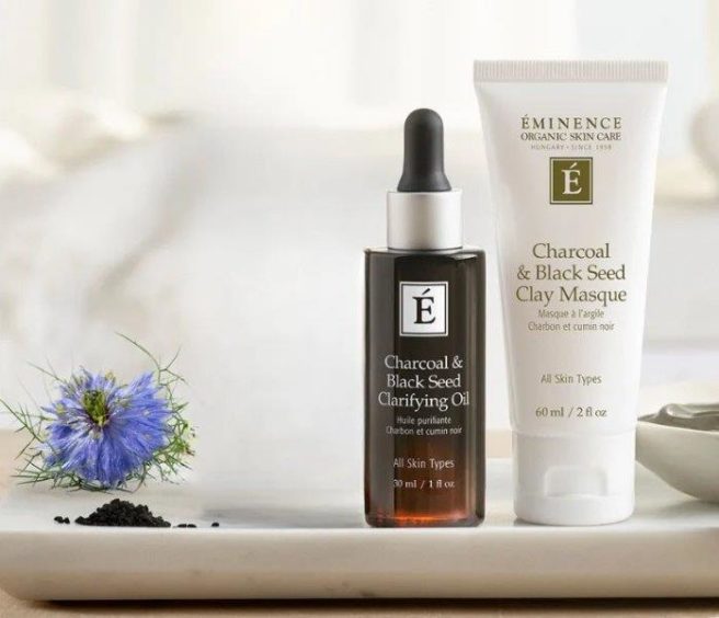 Minimise pores & balance skin using the Charcoal & Black Seed range by Eminence